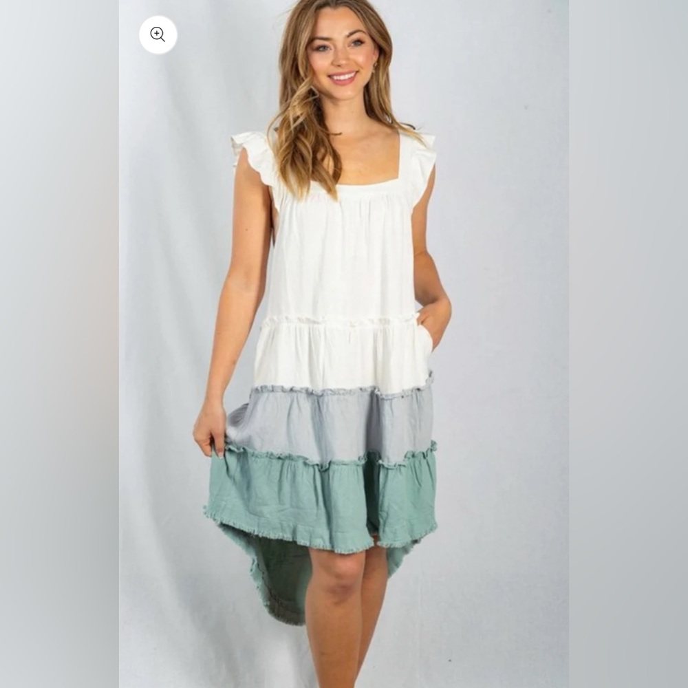 White Birch High Low Babydoll Dress Flutter Sleeveless Cotton Plus Size 1X New